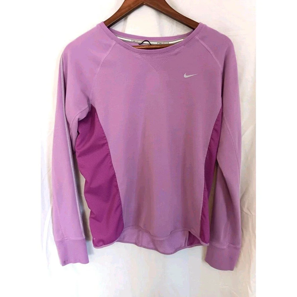 Nike Running Dri-FIT Women’s Medium Purple Long Sleeve Athletic Top Thumbholes